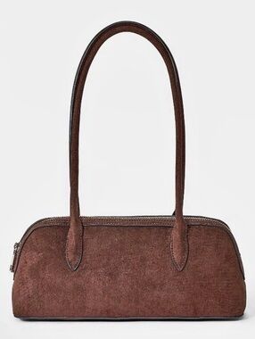 Suede Feel Long Strap Shoulder Bag Brown NWT